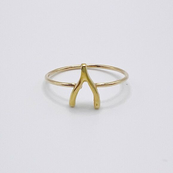 Jennifer Meyer 18K Yellow Gold Mini Wishbone Ring Size 6 Handmade - Picture 1 of 10